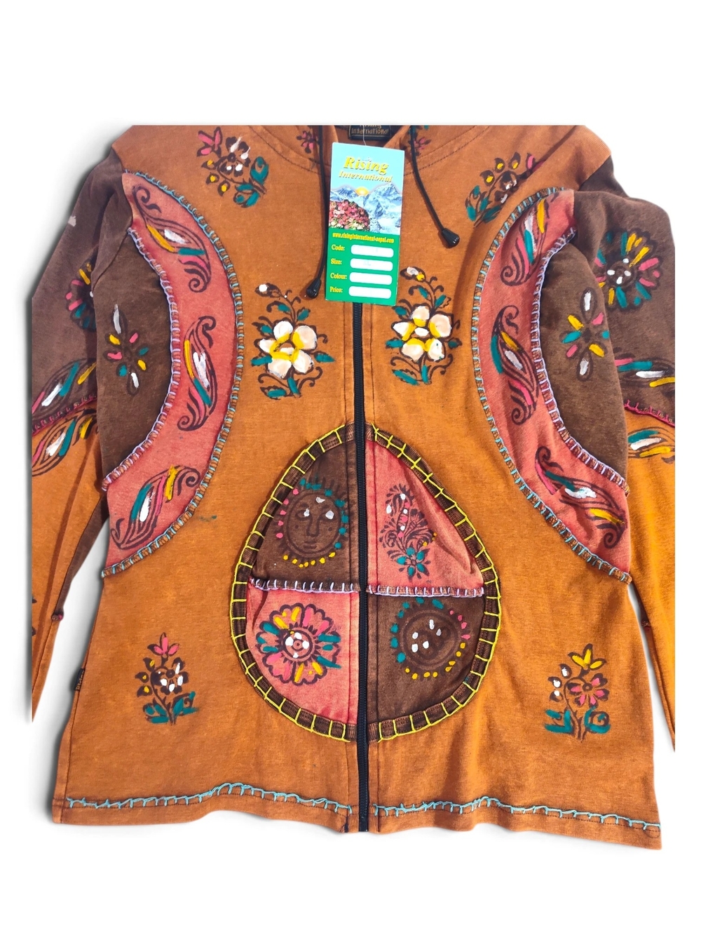 🆕️ Rising International Boho Hippie Full-Zip Hooded Jacket Womens Large - Picture 4 of 10